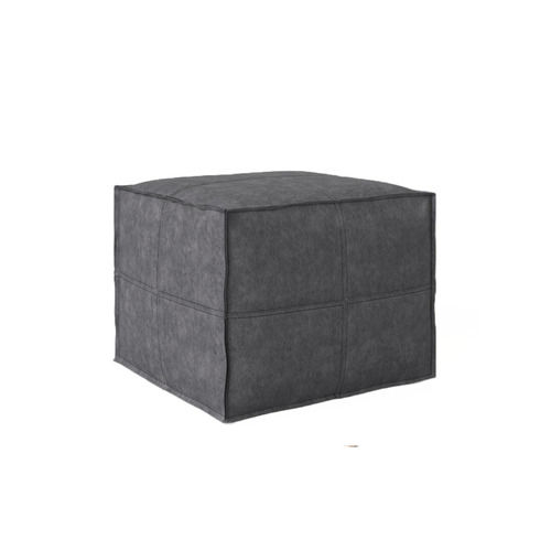 Distressed Black Jeffrey Ottoman