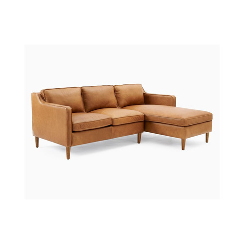 Brown Armani Leather Two Piece Chaise Sectional Sofa