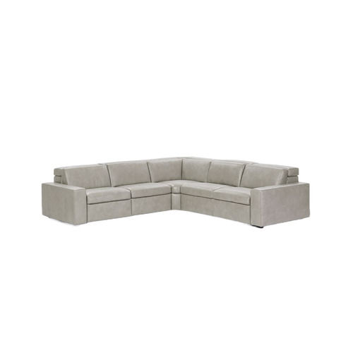 Cement Kyle Leather Five Piece L Shaped Reclining Sectional Sofa