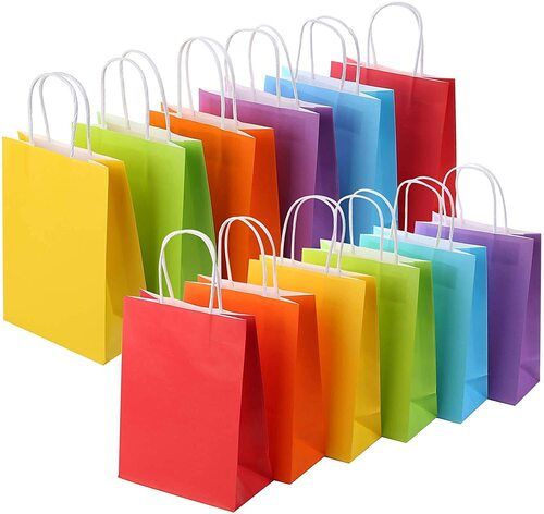 ढीले हैंडल के साथ रंगीन साड़ी पैकिंग पेपर बैग