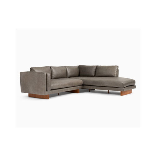 Corbin Leather Two Piece Bumper Chaise Sectional Sofa