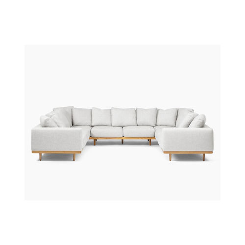 White Elian Five Piece U Shaped Sectional Sofa