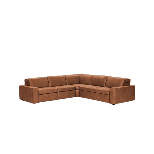 Fb-Ssf-104-Iv Nut Kyle Leather Five Piece L Shaped Reclining Sectional Sofa