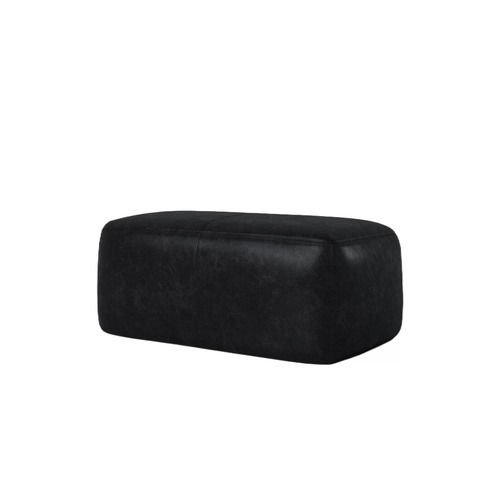 Onyx Black Pedro Leather Ottoman