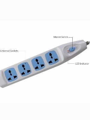 Electric Power Extension Board - 3 Pin Socket, 1 Switch | Rated Voltage: 230V, Dimensions: 31.5x9.5x2.5 Inch, Weight: 350g, Ideal for Computer, Fan, Mobile, Laptop