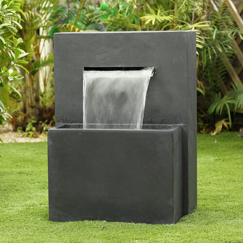 Ceramics Rectangular Shape Cement Waterfall Fountain For Garden Use