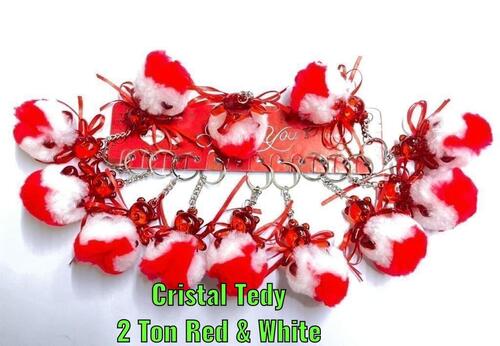 Red and White Teddy Keychain