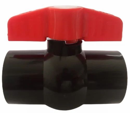 UPVC Ball Valve - 20mm Size Red and Black Color | High Pressure 16 Bar Industrial Application Coated Finish