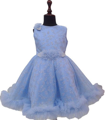 Babys Party Wear Fancy Sleeveless Frock - D.no. 1247