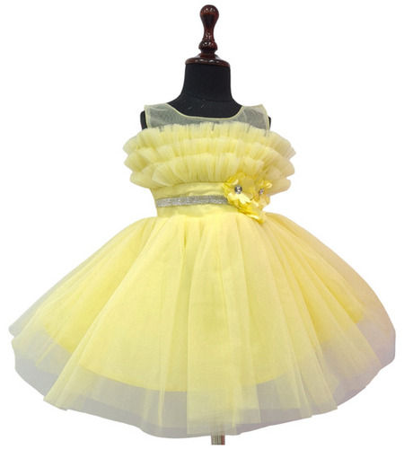 Babys Party Wear Fancy Sleeveless Frock - D.No. 897