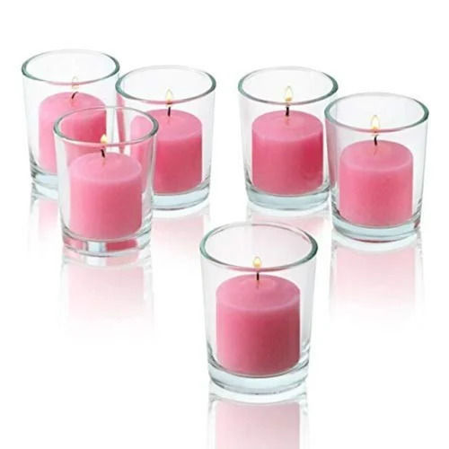 Cylindrical Pure Paraffin Pink Votive Candle Size: Different Size