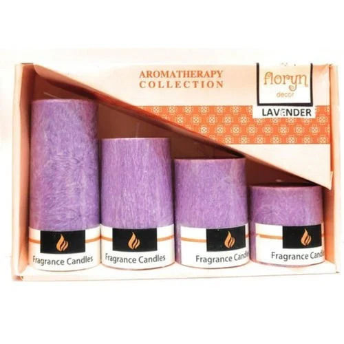 Floryn Decor Marble Finish Lavender Fragrance Pillar Candles Gift Set