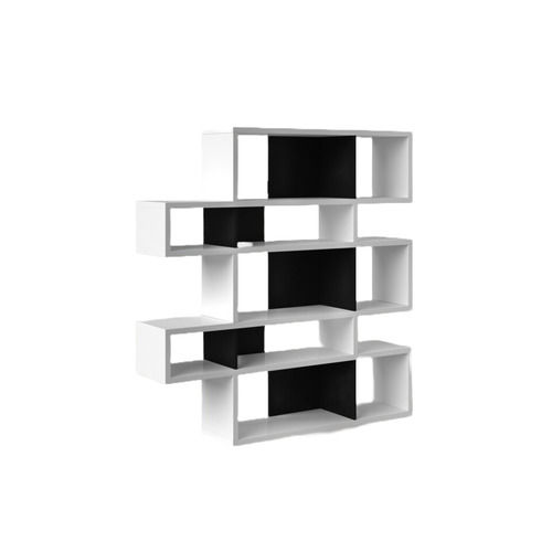 Matte White Matte Black Tatum Geometric Bookcase