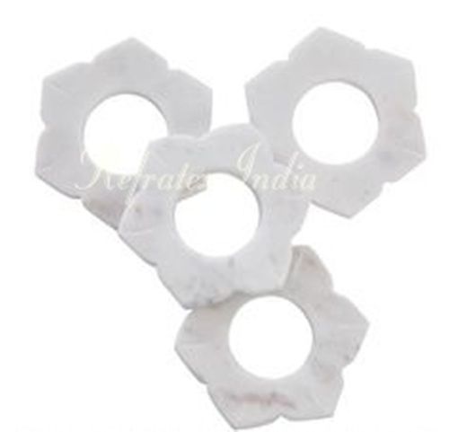 Menr108 Hexagonal White Marble Napkin Ring