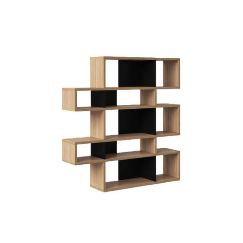 Oak Matte Black Tatum Geometric Bookcase