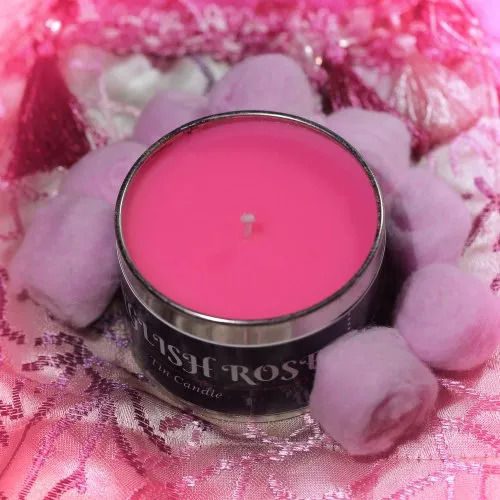 Soy Natural Wax Round Pink Rose Tin Candle