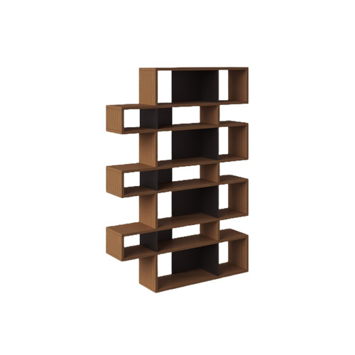 Walnut Matte Black Kamari Geometric Bookcase Indoor Furniture