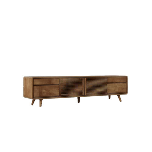 Brown Donovan Rubberwood Solid Wood Tv Stand