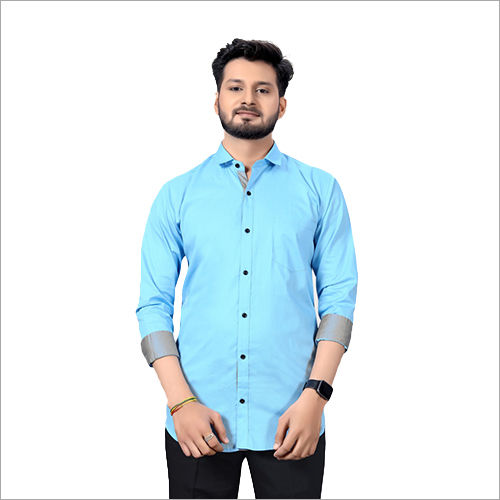 Men Full Sleeves Plain Cotton Shirt For Casual Wear