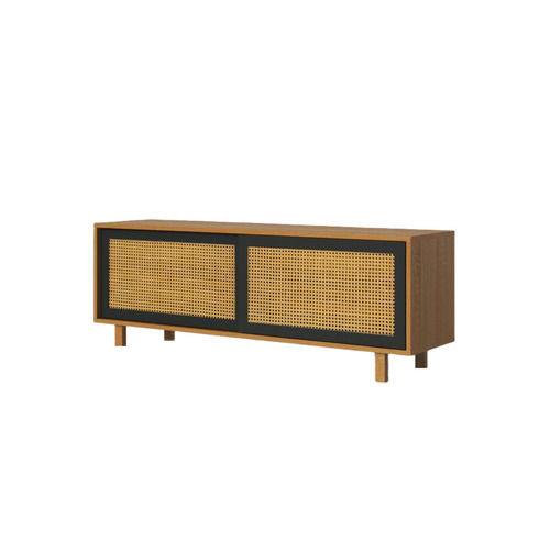 Natural/Black Modern Solid Wooden Jaiden Tv Stand