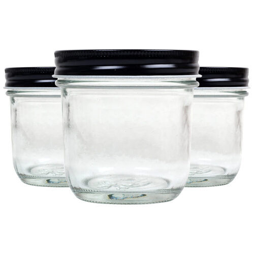 Transparent Round Glass Storage Jar Set, Set Of 3 Piece