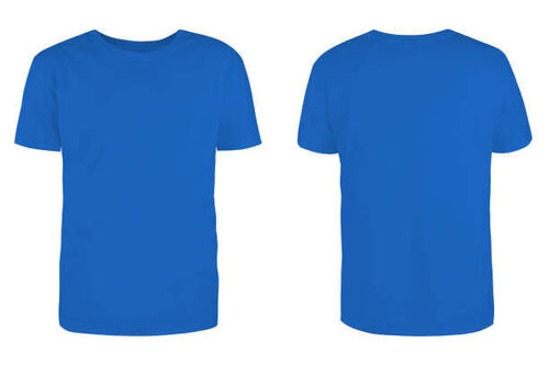 Men Half Sleeve Round Neck Blue Cotton Plain T-shirt