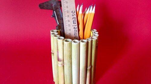 Bamboo Pen Holder For Home, College And Office