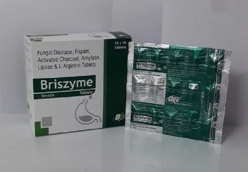 Briszyme Fungal Diastase Papain Activated Charcoal Amylase Lipase and L-Arginine Tablets 