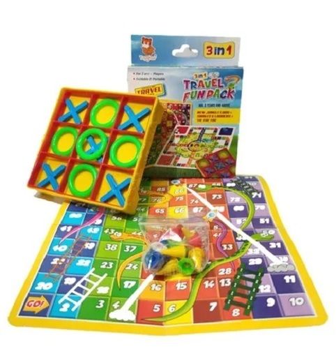Toyghar 3 In 1 Fun Board Game Ludo Snakes And Ladders Tic Tac Toc