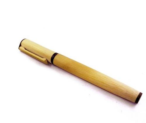 Steel Lightweight Blue Ink Ball Point Bamboo Pen For Smooth Writing 