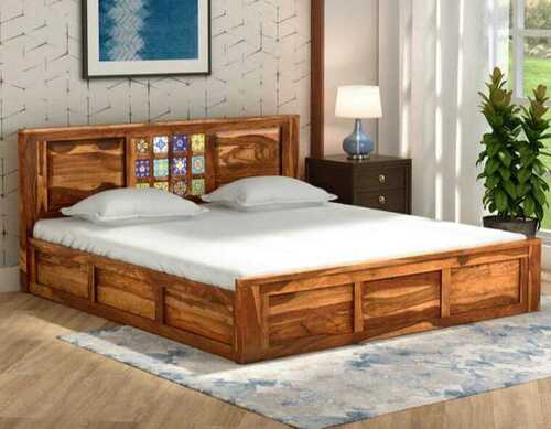 Brown Wooden Double Bed For Home And Hotel