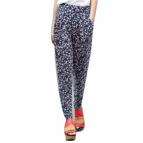 Regular Wear Ladies Multicolor Printed Cotton Trouser