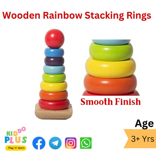 Semi Multi-Color Wooden Rainbow Stacking Rings