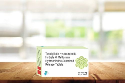 Available In Different Colours Teneligliptin Hydrobromide Hydrate 20Mg And Metformin Hydrochloride 1000Mg (Sr) Tablets