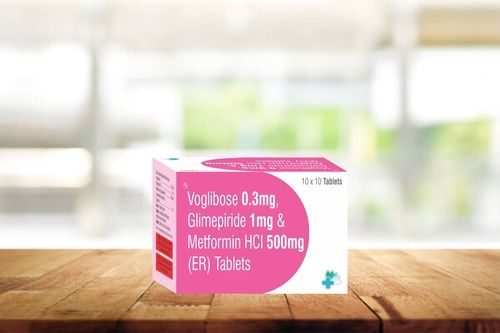 Voglibose 0.3mg, Glimepiride 1mg And Metformin Hci 500mg (Er) Tablets