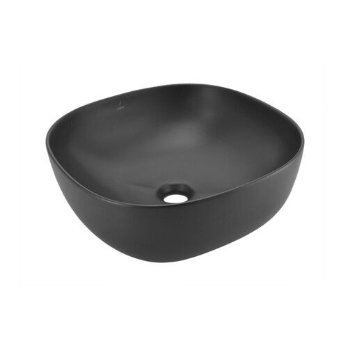 Black Deck Mounted Matt Finish One Piece Ceramic Wash Basin For Hand And Face Washing