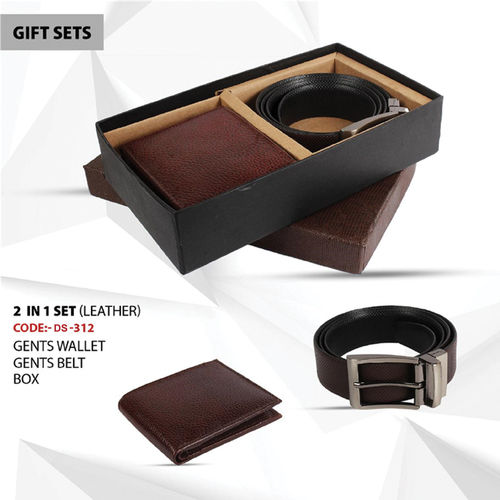 Green Genuine Leather 2-In-1 Gift Set