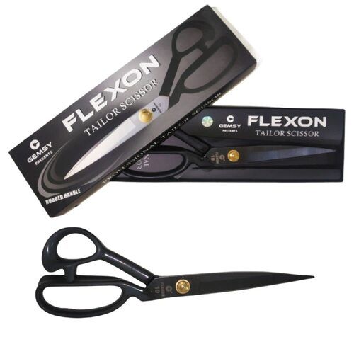 White Polished Black Flexon Stainless Steel Tailor Scissor