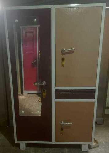 8 Feet High Brown Three Door Metal Almirah