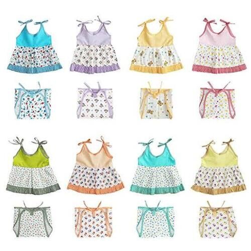 Casual Wear Sleeveless Printed Breathable Cotton Baby Girls Frocks