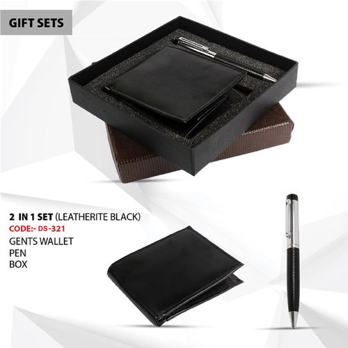 Mens Leather Wallet and Pen Set