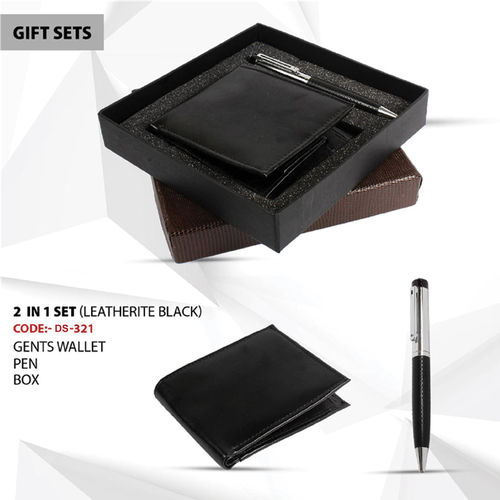 Plastic Bottle Mens Leather Wallet And Pen Set