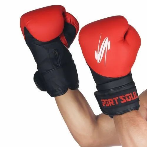 PU Red and Black SportSoul Boxing Gloves