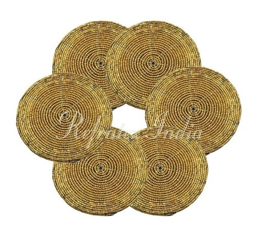 Gold Bco128 4 Inch Beaded Round Coaster