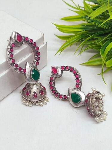 Party Wear Imitation Silver Fancy Fashion Earrings