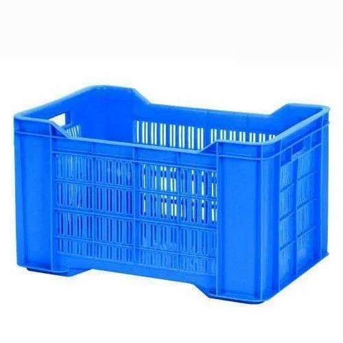 Rectangular Mesh Style Blue Plastic Crates