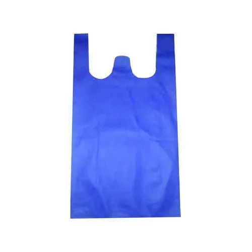 W Cut Plain Blue Non Woven Bag For Grocery Use