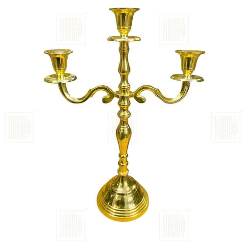 Matte Aluminium Golden Candelabra Set