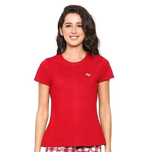 Skin Friendly Casual Wear Half Sleeves Plain Round Neck T-Shirts For Ladies