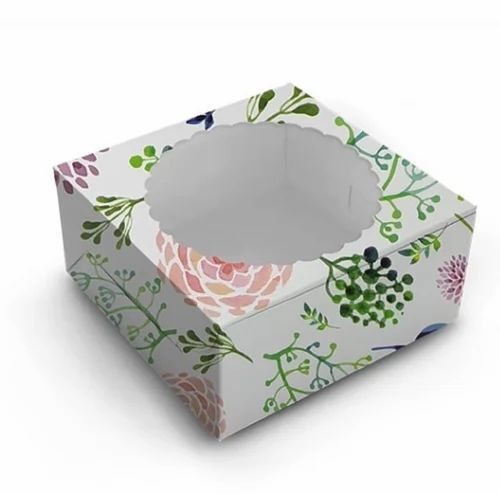 Blue Eco Friendly Disposable Printed Cake Box, Size 6X6X4 Inches